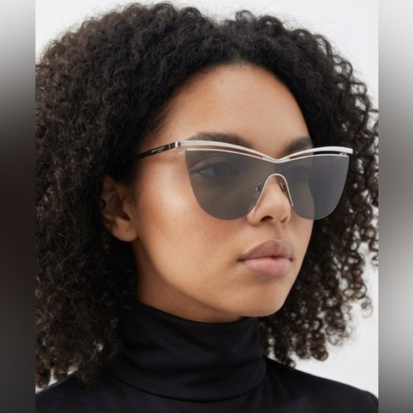 ⬇️SALE‼️🆕 SAINT LAURENT CAT-EYE SILVER & GRAY SUNGLASSES